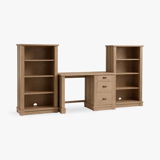Turner Single Pedestal Storage Desk & Bookcase Set (107.5")